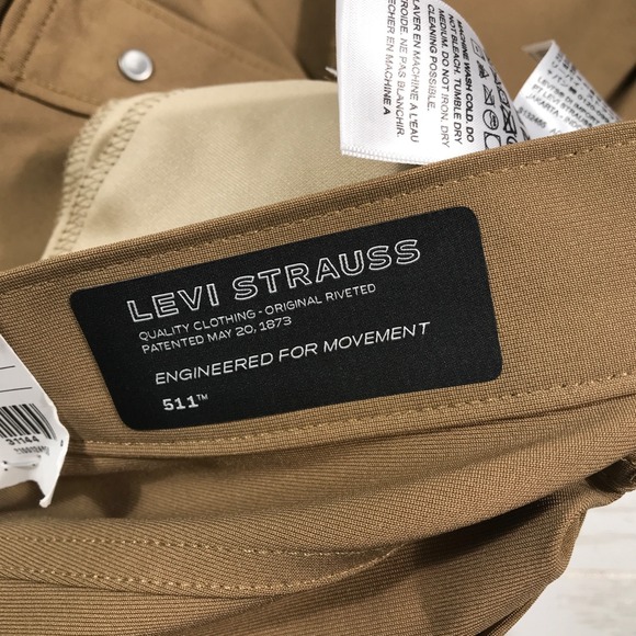Levi's 511 Slim Tech Pants Men 30x30 Brown Quick Dry Breathable Stretch New - Picture 11 of 16